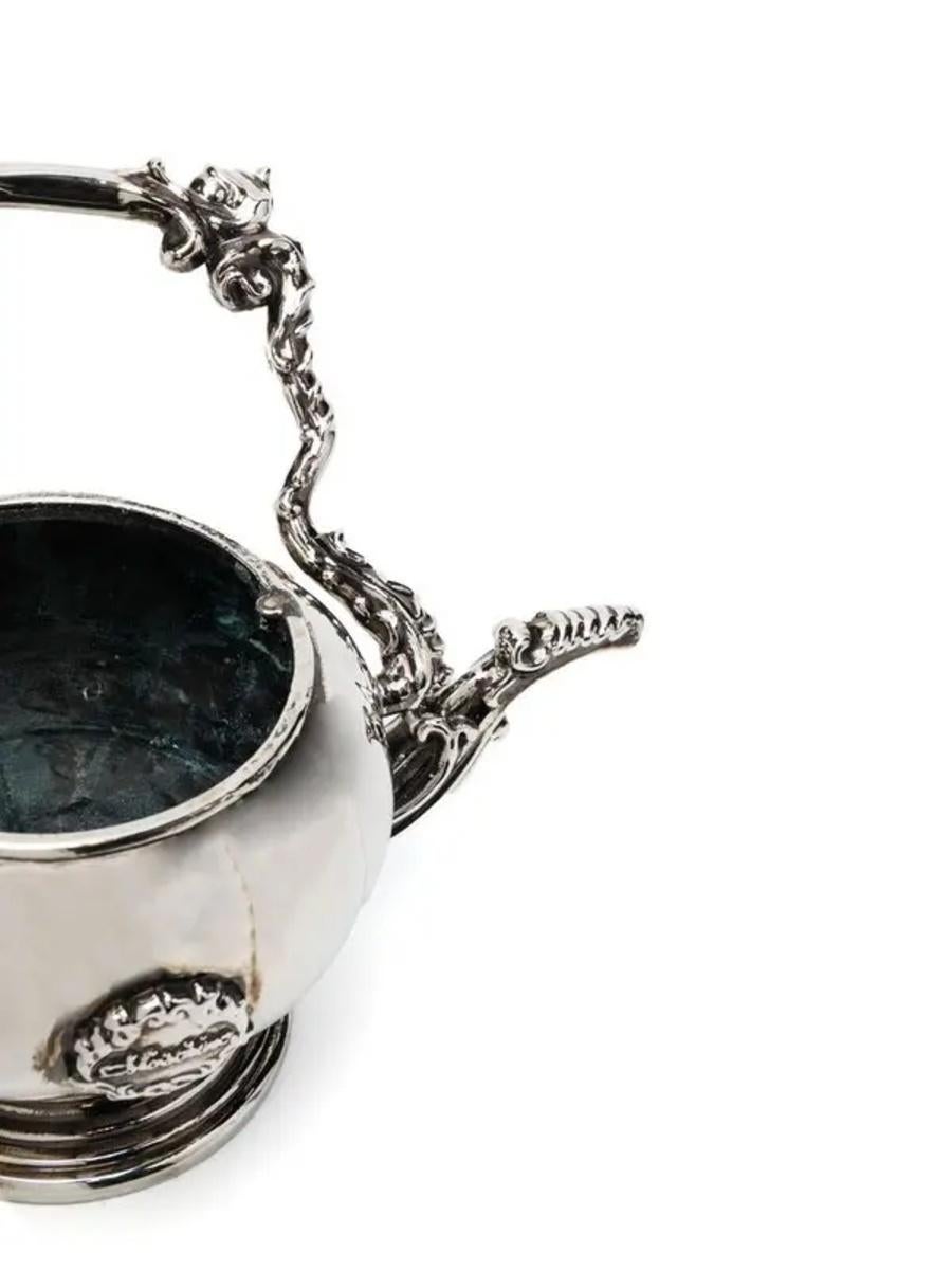 Women's AW22 MOSCHINO Couture Jeremy Scott Logo Engraved Teapot Metallic Clutch Handbag