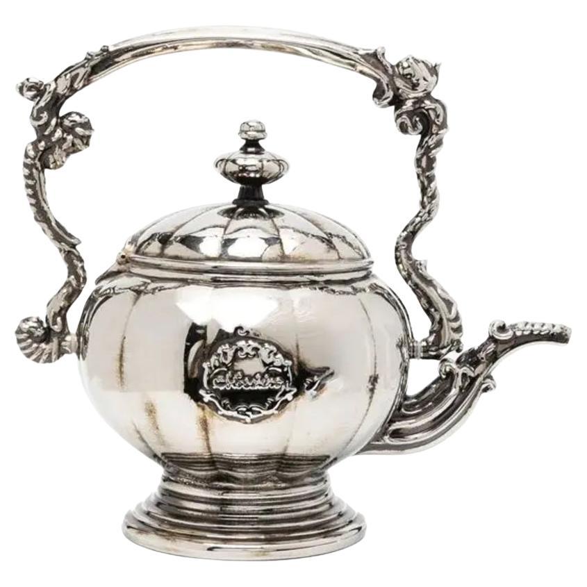 AW22 MOSCHINO Couture Jeremy Scott Logo Engraved Teapot Metallic Clutch Handbag