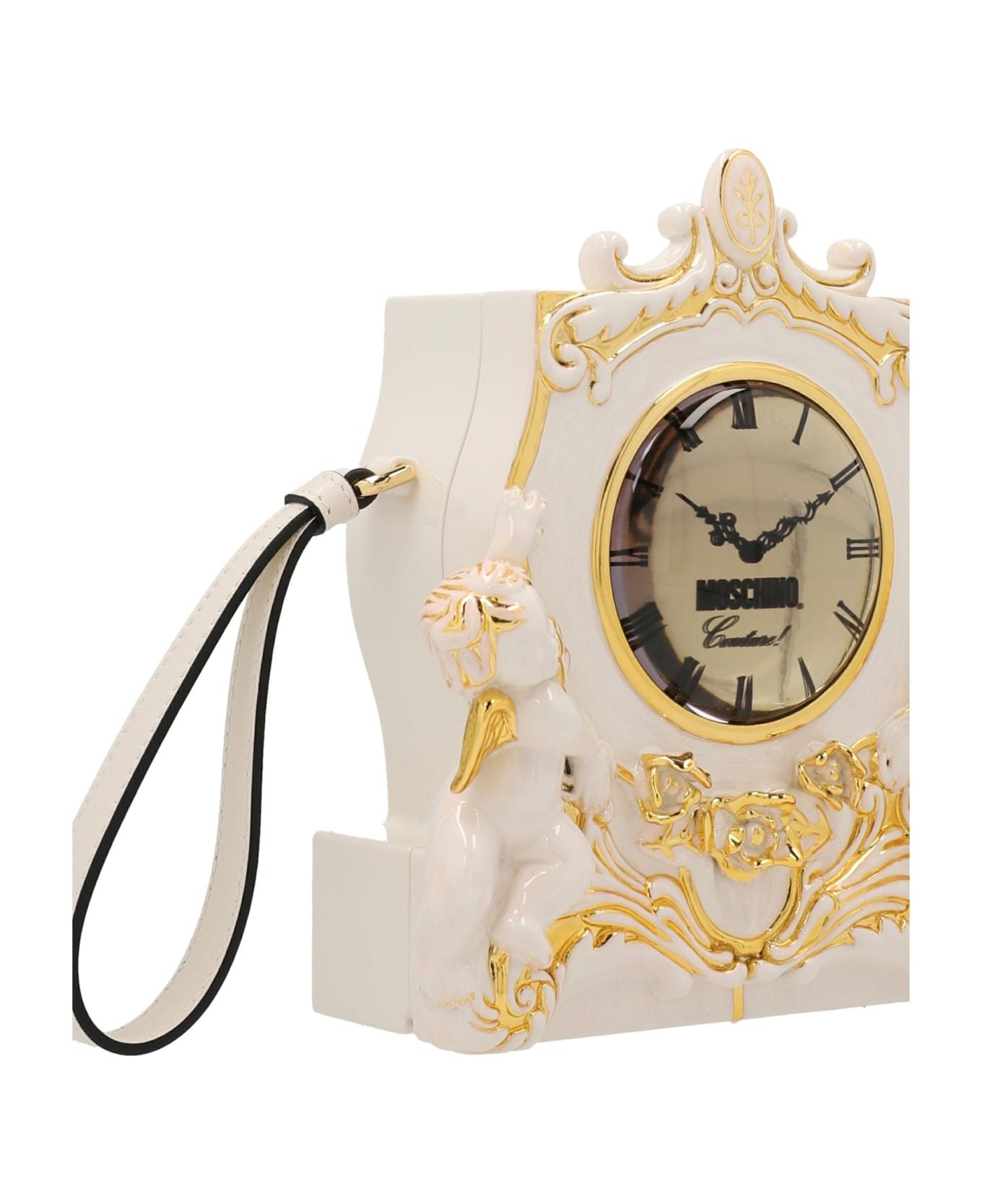 AW22 Moschino Couture Jeremy Scott White Clock Sculpted Ancient Clutch Handbag In condizioni Nuovo in vendita a Los Angeles, CA