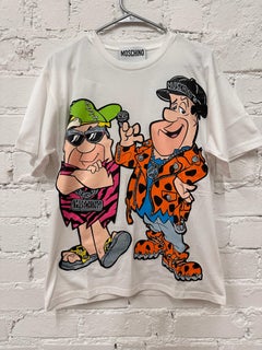 AW22 MOSCHINO Couture Jeremy Scott White Flinstones Graphic Oversized T Shirt