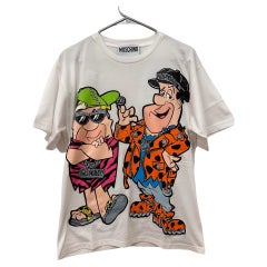 AW22 MOSCHINO Couture Jeremy Scott White Flinstones Graphic Oversized T Shirt