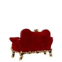 AW22 Moschino Couture Red Velvet Couch Clutch in Sheep Leather by Jeremy Scott