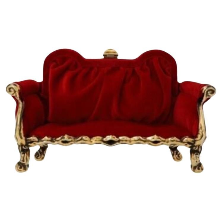AW22 Moschino Couture Red Velvet Couch Clutch in Sheep Leather by Jeremy Scott For Sale
