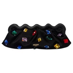 AW23 MOSCHINO Couture Bolso bandolera largo negro con múltiples gemas