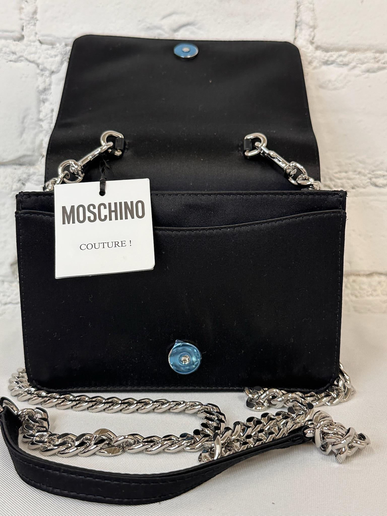 AW23 Moschino Couture Jeremy Scott Borsa a tracolla oversize in finti diamanti nera in vendita 2