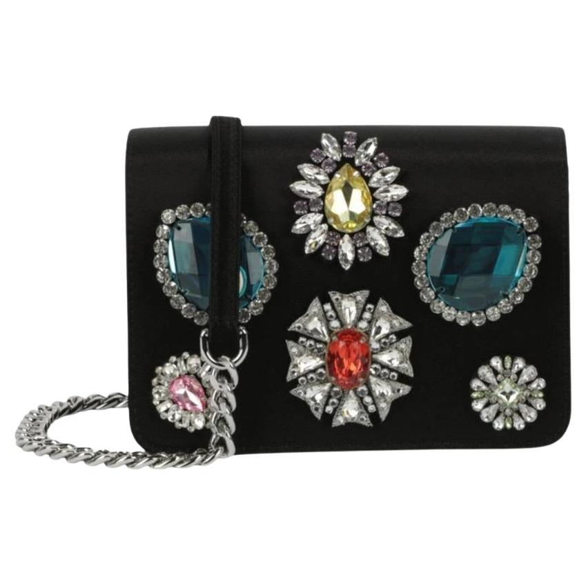 AW23 MOSCHINO Couture Jeremy Scott Black Oversized Faux Diamonds Shoulder Bag