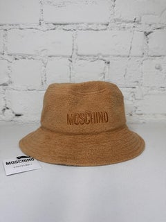 AW23 MOSCHINO Couture Jeremy Scott Brown Round Teddy Bear Bucket Hat Viscose