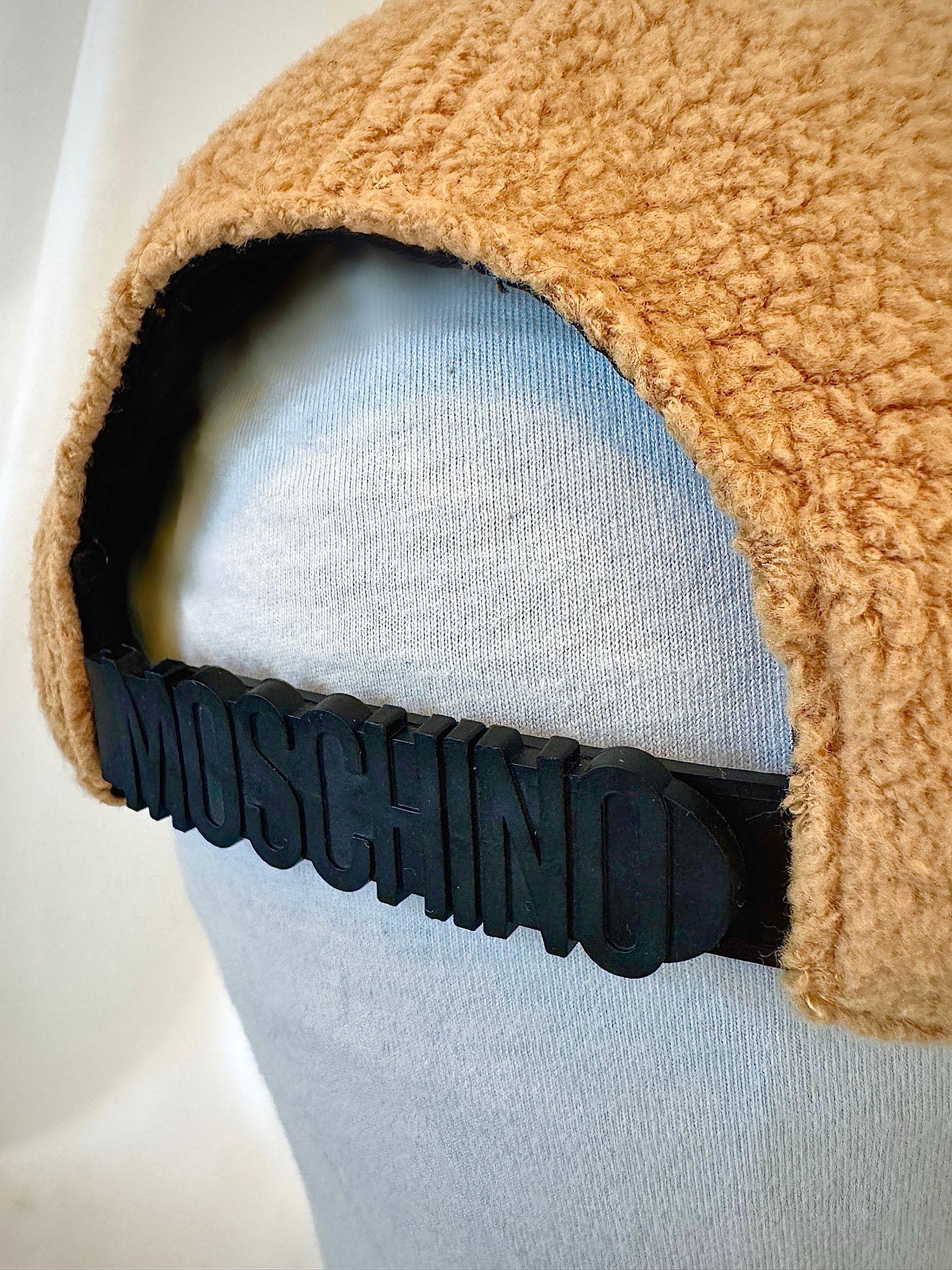 Women's AW23 MOSCHINO Couture Jeremy Scott Brown Teddy Bear Baseball Cap 100% Viscose For Sale