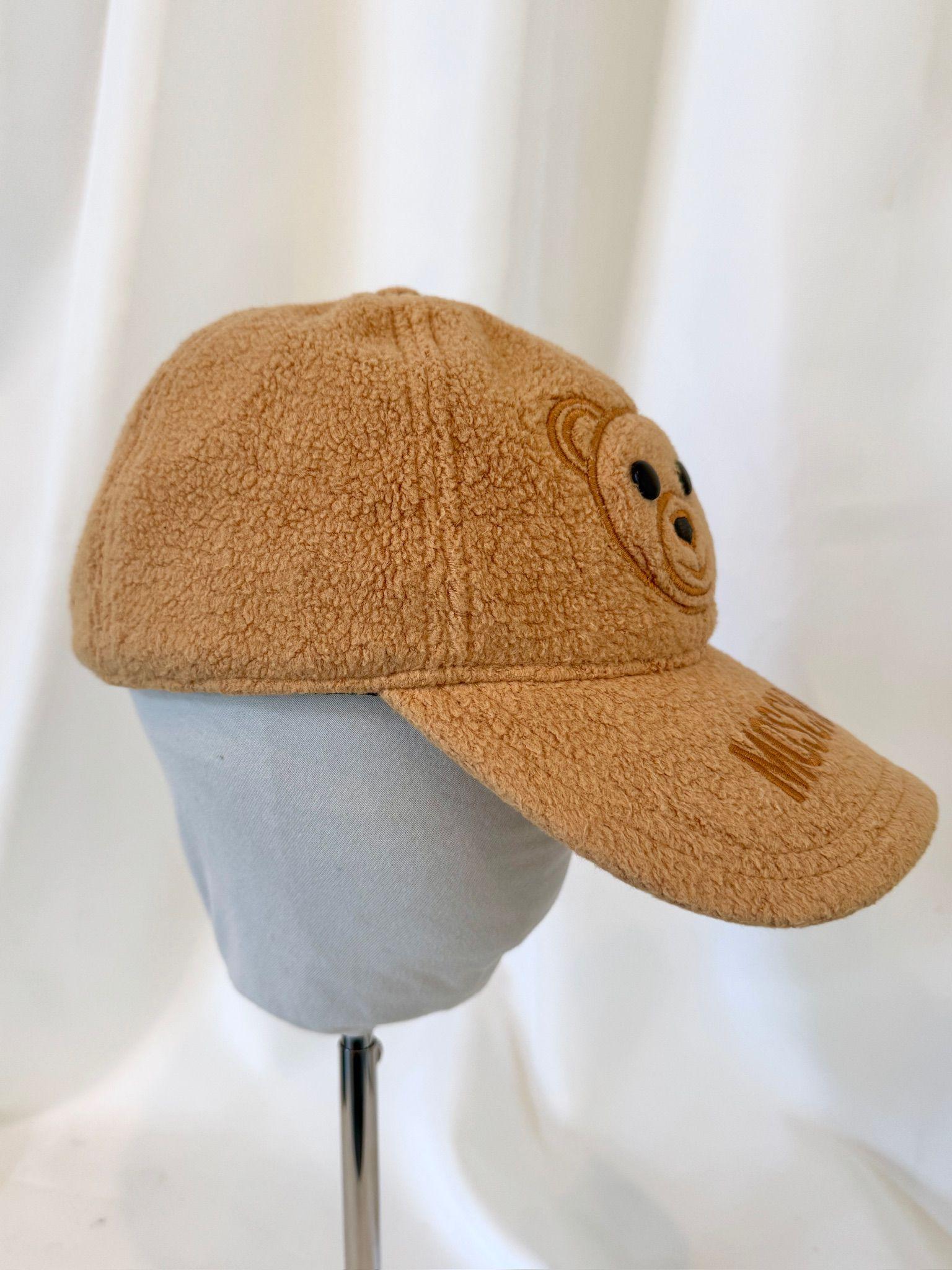 AW23 MOSCHINO Couture Jeremy Scott Brown Teddy Bear Baseball Cap 100% Viscose For Sale 1