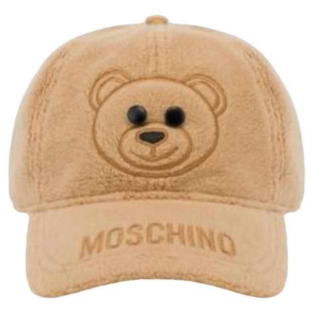 AW23 MOSCHINO Couture Jeremy Scott Brown Teddy Bear Baseball Cap 100% Viscose For Sale