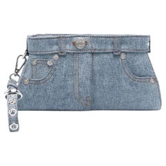 AW23 MOSCHINO Couture Jeremy Scott Denim Shaped Jeans Wristlet Clutch Cotton