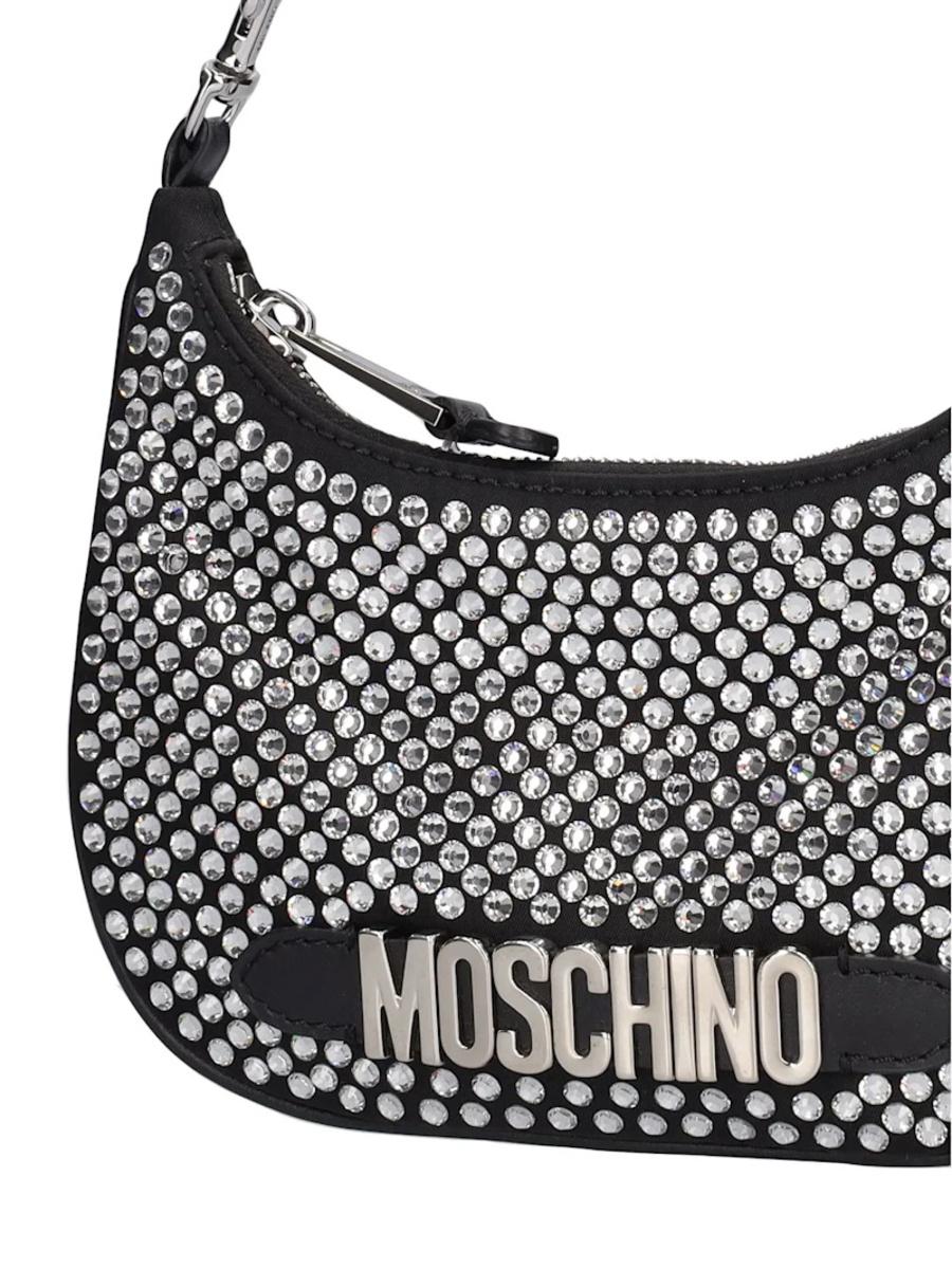 AW23 MOSCHINO Couture Jeremy Scott Bolso negro plateado con tachuelas de diamantes de imitación Negro en venta