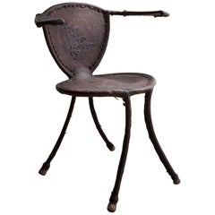 "Awa" Sculptural Side Chair in Metal and Leather by Babacar Nang, 2014