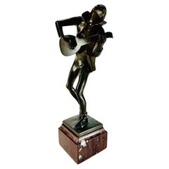 A.Wagner Muhl Art Deco 1920 black bronze musician