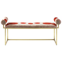 21st Century Awaiting H Bench Printed Velvet and Brass double seating