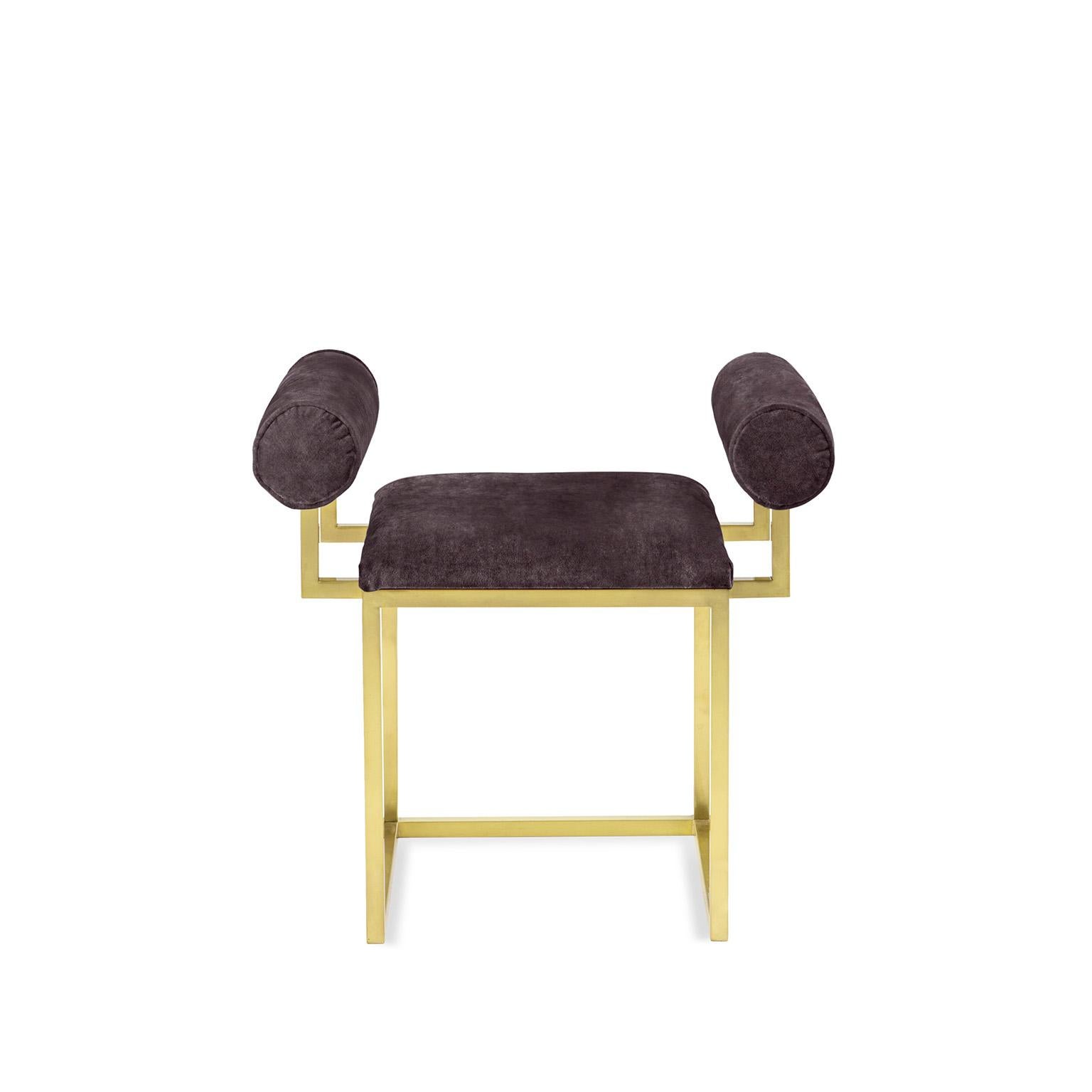 Awaiting, H Stool Brass and Velvet In New Condition For Sale In Roma, IT