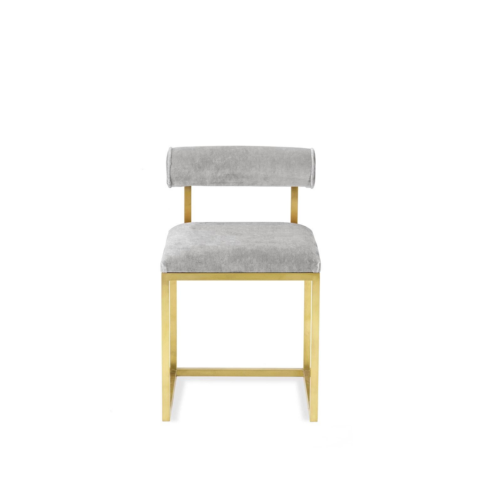 Awaiting, tabouret T en laiton et velours en vente 4