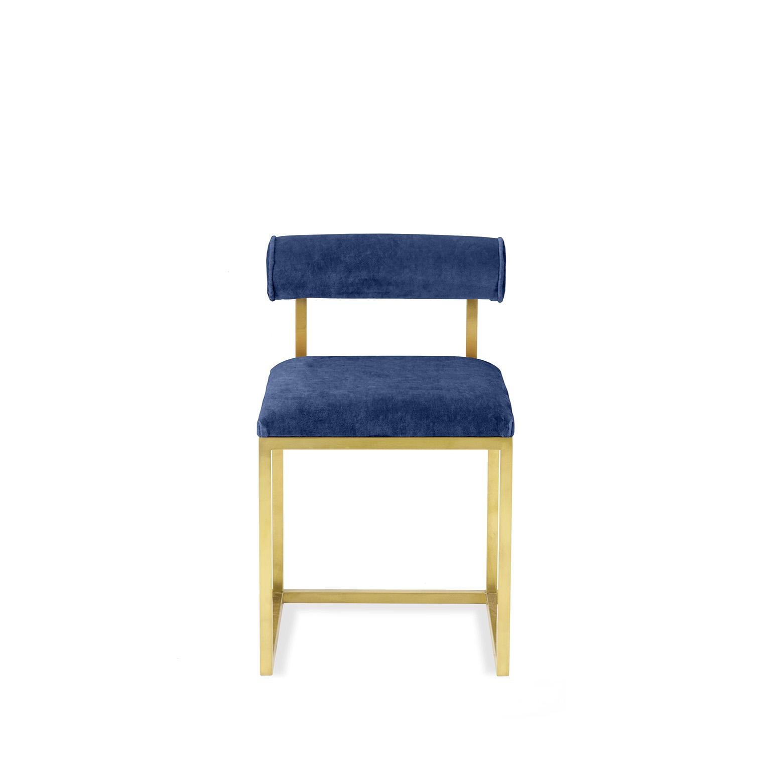 XXIe siècle et contemporain Awaiting, tabouret en T laiton et velours en vente