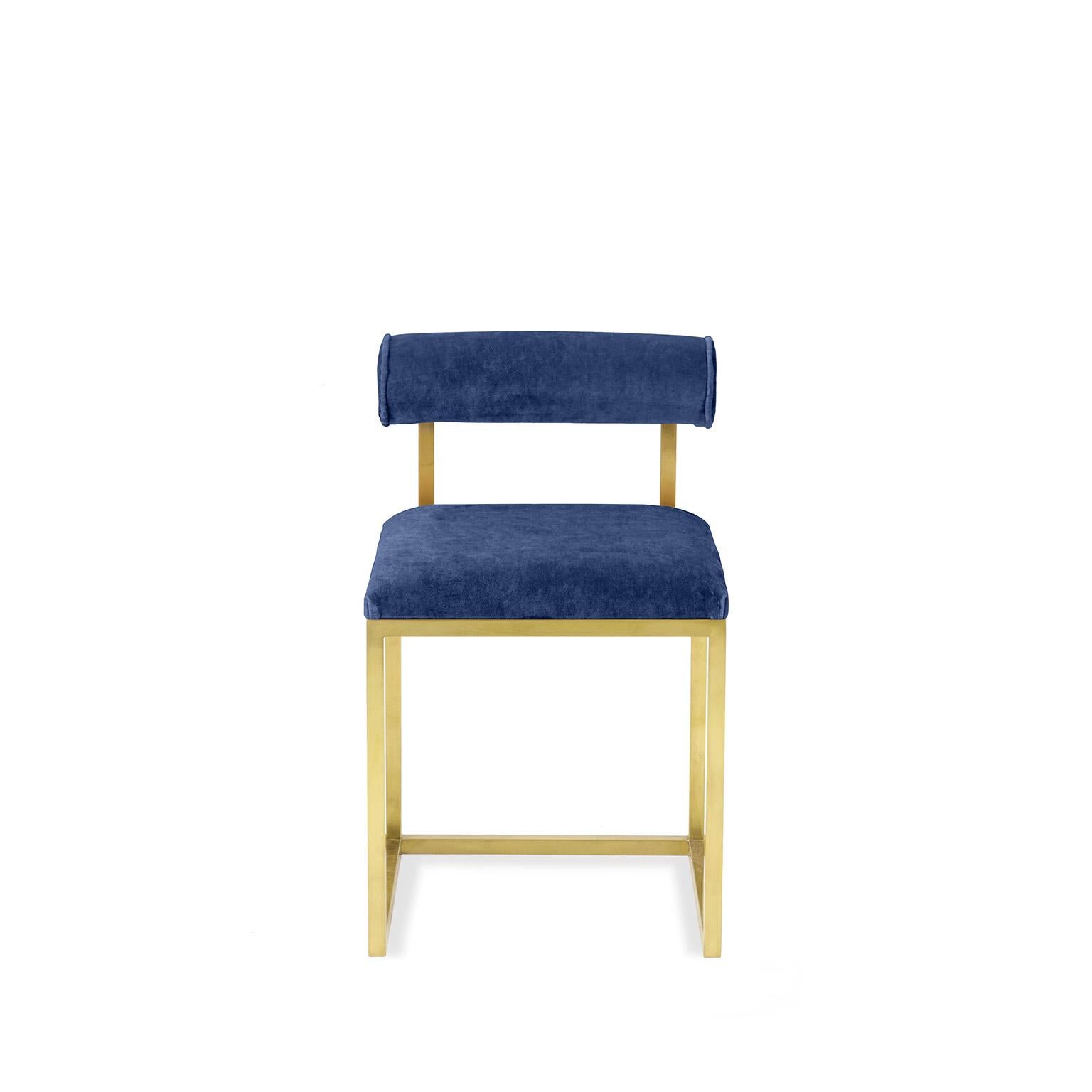 Contemporary Awaiting, T Stool Brass and Velvet For Sale