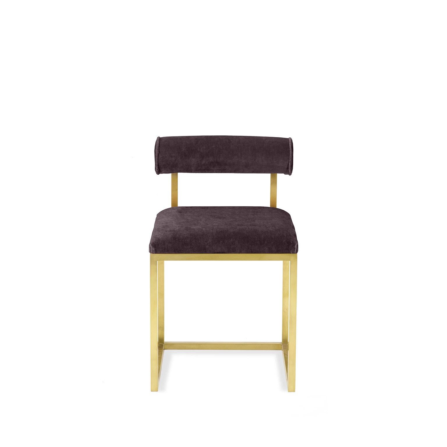 Awaiting, tabouret en T laiton et velours en vente 1