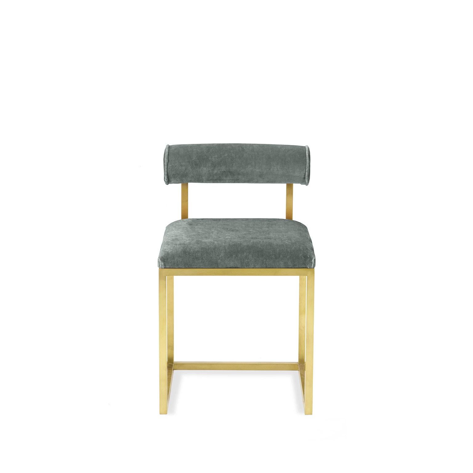Awaiting, tabouret en T laiton et velours en vente 3