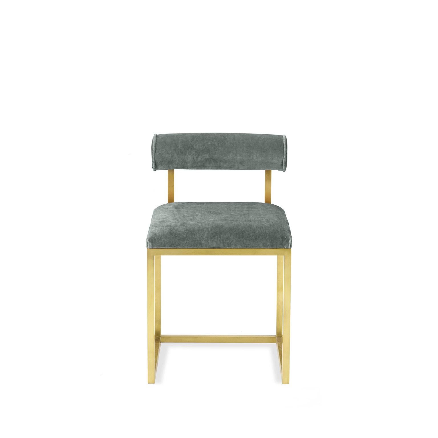 Awaiting, tabouret T en laiton et velours en vente 3