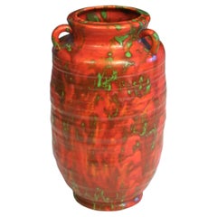 Awaji Pottery Art Deco Chromium Red Atomic Drip Glaze Vase