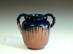 Awaji Pottery Art Deco Japanese Vintage Articulated Handles Drip Vase