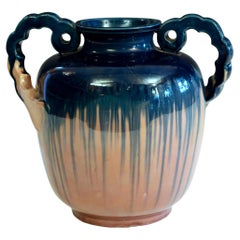 Awaji Pottery Art Deco Japanese Vintage Articulated Handles Drip Vase