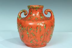 Awaji Pottery Atomic Chrome Orange Art Deco Vase Vintage Monochrome Old Japanese