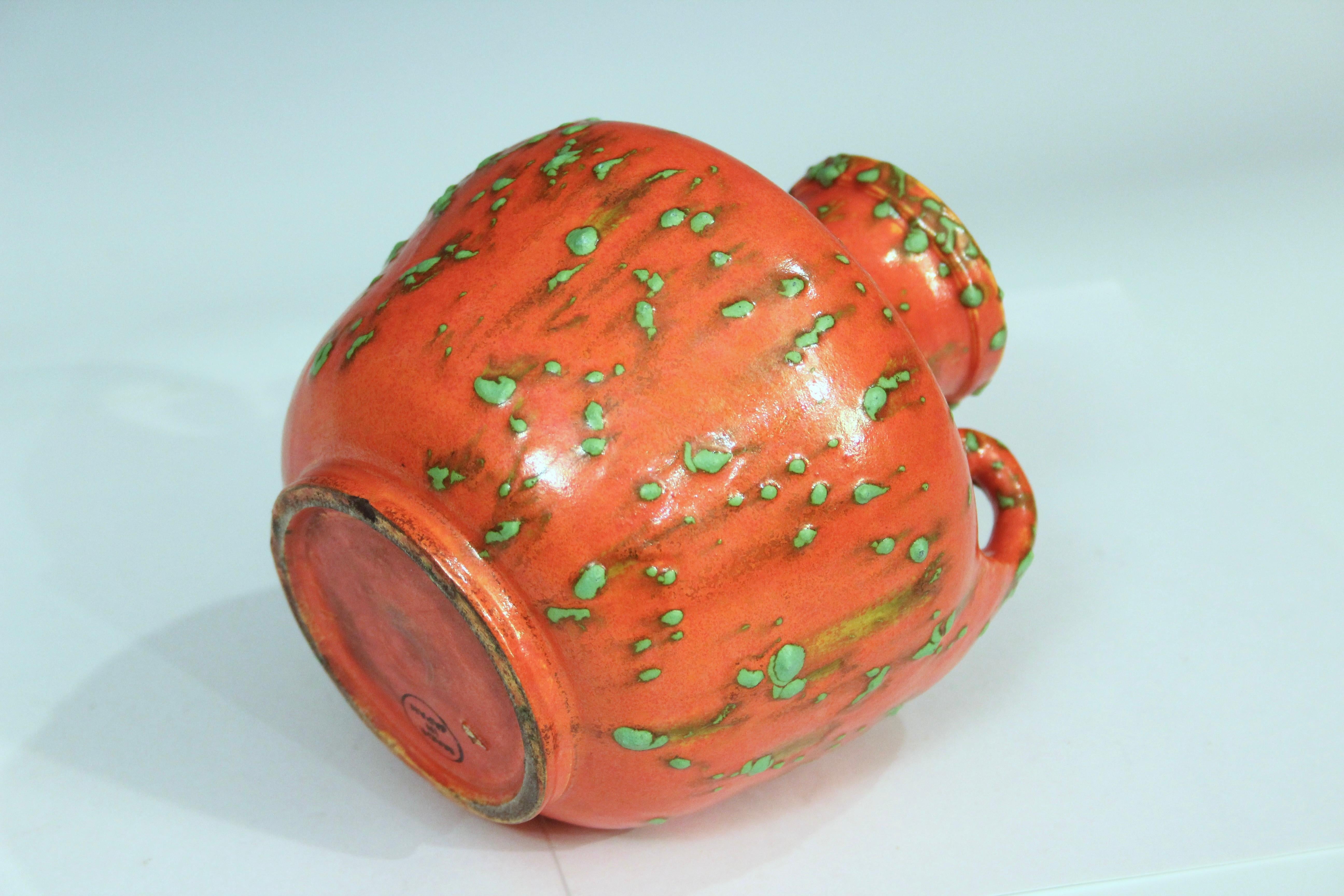 Awaji Pottery Atomic Chrome Orange Art Deco Vase Vintage Monochrome Old Japanese For Sale 1