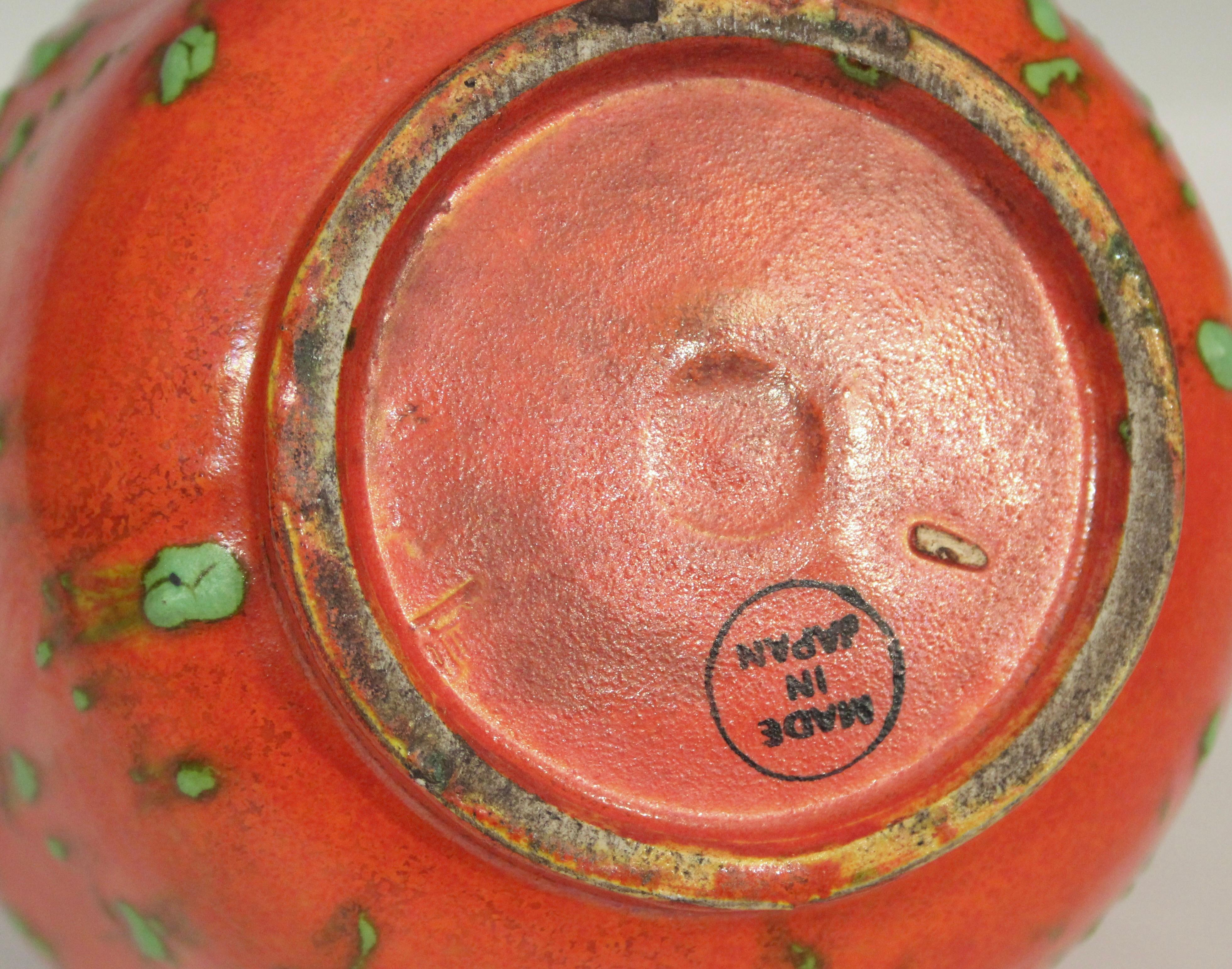 Awaji Pottery Atomic Chrome Orange Art Deco Vase Vintage Monochrome Old Japanese For Sale 2