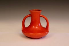Awaji Pottery Atomic Chrome Red Art Deco Vase Vintage Monochrome Old Circa 1930