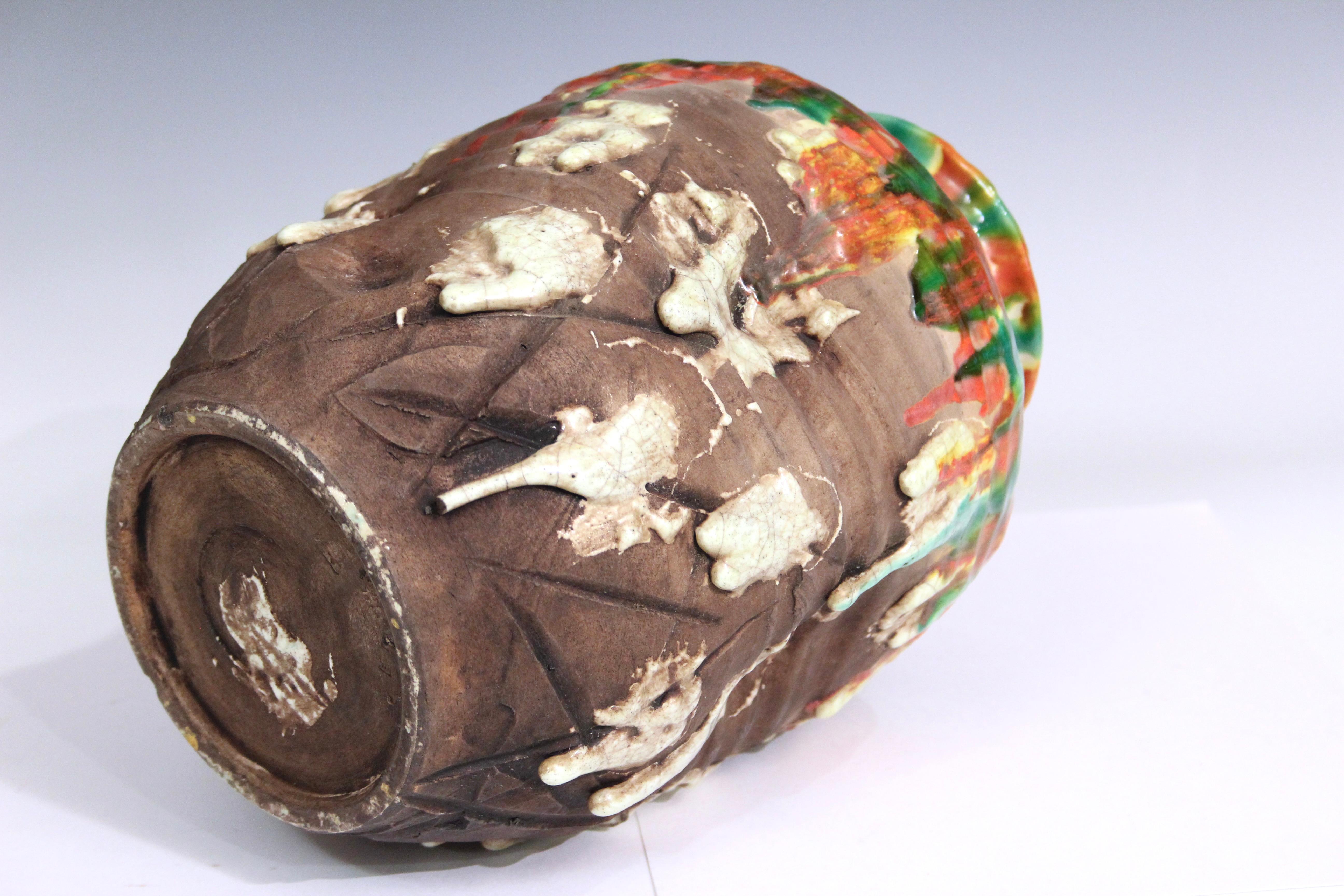Tornito Awaji Pottery Vaso a goccia arancione atomico in vendita