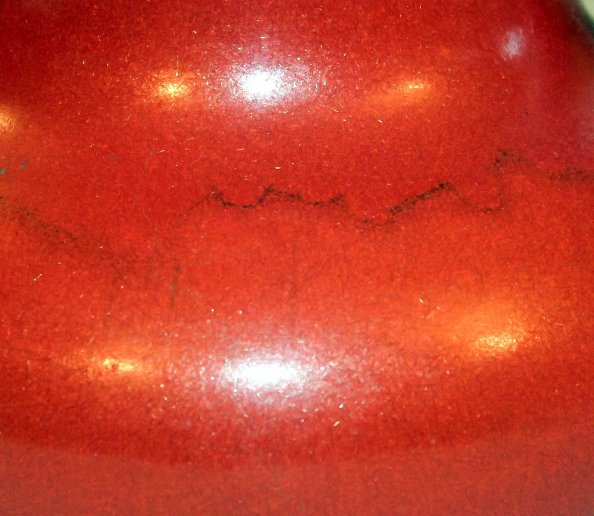 Awaji Pottery Japanese Art Deco Vase Crystalline Chrome Orange Red Glaze 3