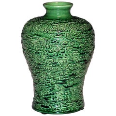 Awaji Pottery Meiping Vase with Textured Surface