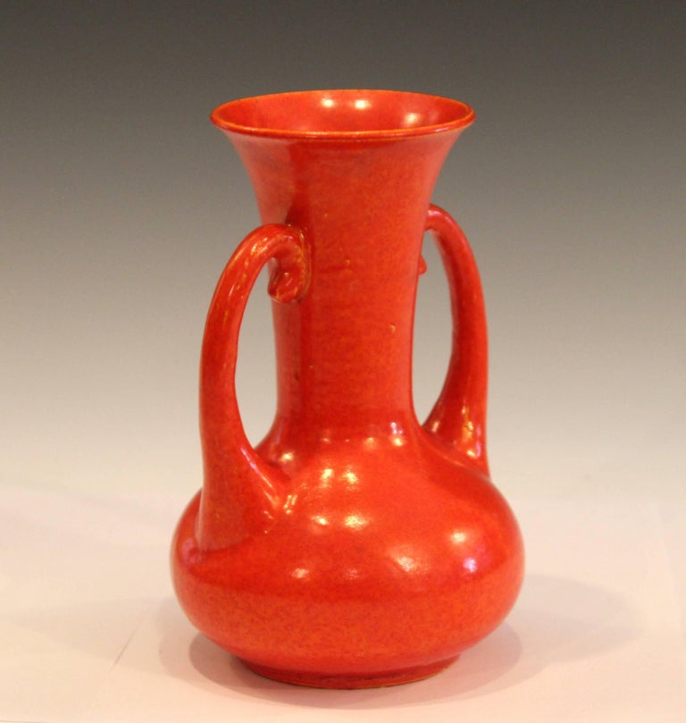 Awaji Pottery Orange Art Deco Japanese Vintage Crystalline Atomic Glaze