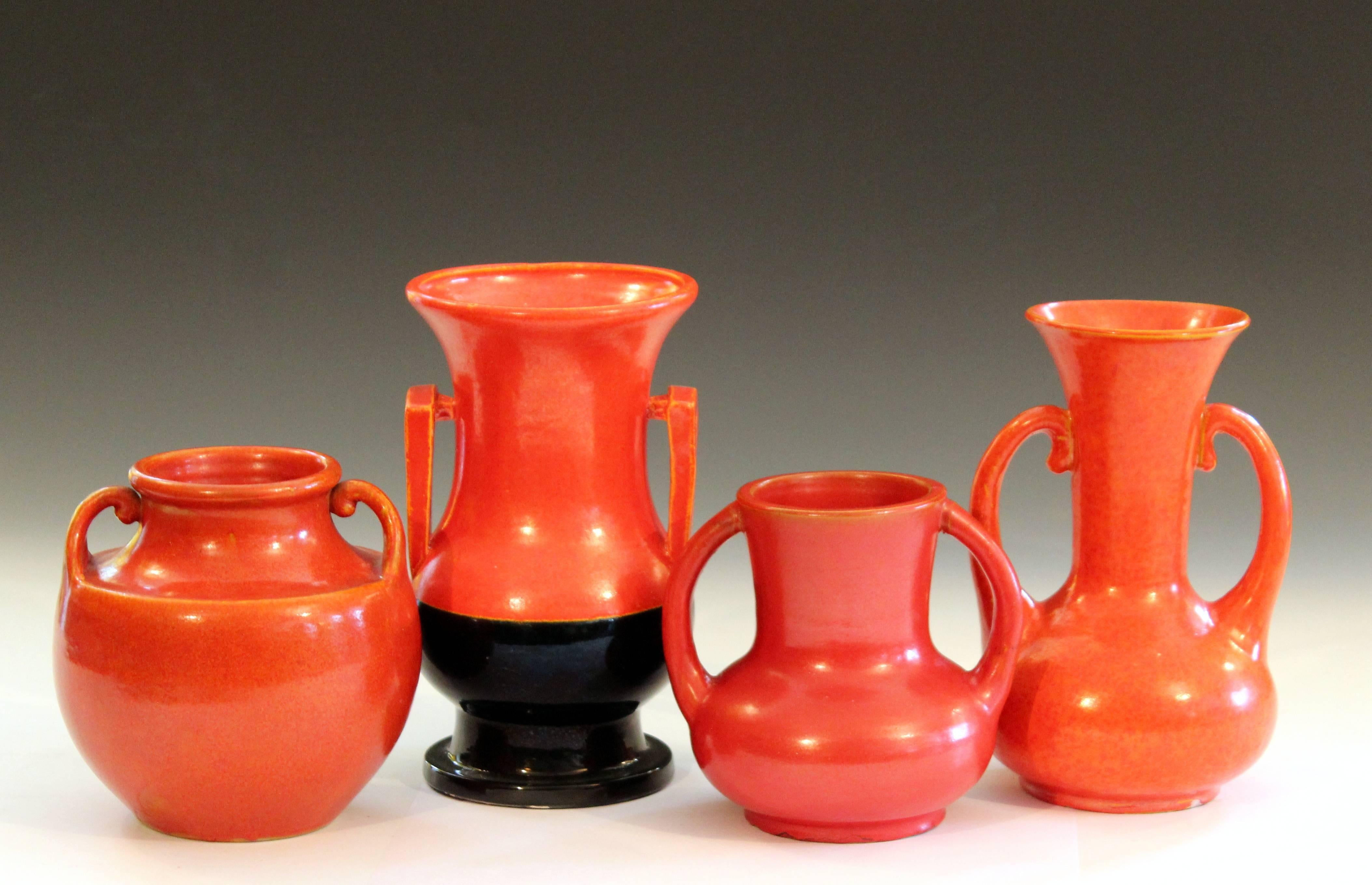 Awaji Pottery Orange Art Deco Japanese Vintage Crystalline Atomic Glaze Vase For Sale 1