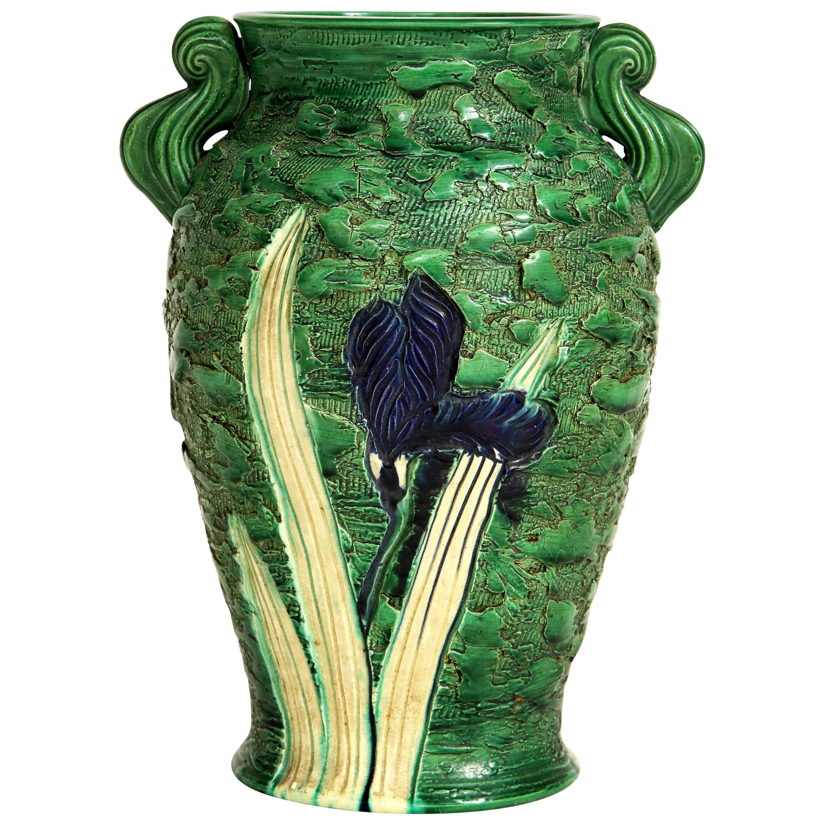 Awaji Pottery Vase, circa 1920s For Sale