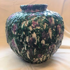 Awaji Studio Thrown Stoneware Vase in Tri-Color Volcanic Glaze & Crackle Effect