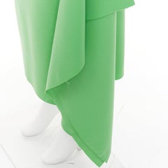 AWAKE MODE 2022 Kelly Green crepe raw edge asymmetric draped midi skirt FR40 L