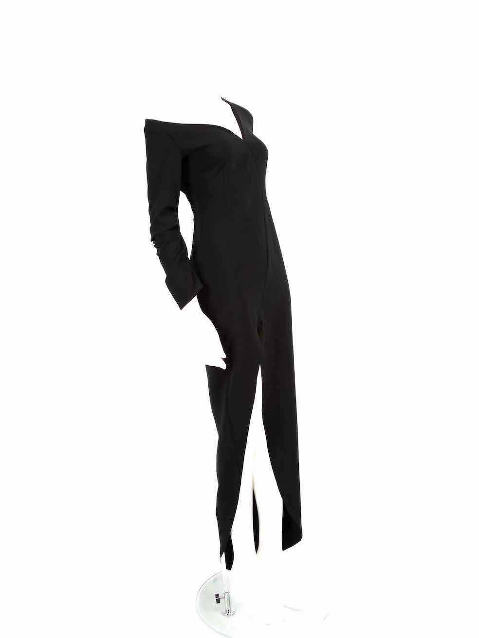CONDITION is Never worn, with tags. No visible wear to dress is evident on this new A.W.A.K.E. MODE designer resale item.
 
 
 
 Details
 
 
 Black
 
 Polyester
 
 Dress
 
 Asymmetric v-neck
 
 Maxi
 
 High leg slit
 
 Long ruched sleeves
 
 Back
