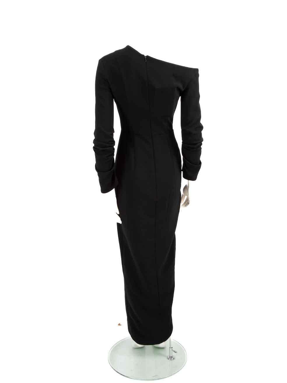 A.W.A.K.E. MODE Black Asymmetric Ruched Sleeve Dress Size S In New Condition For Sale In London, GB