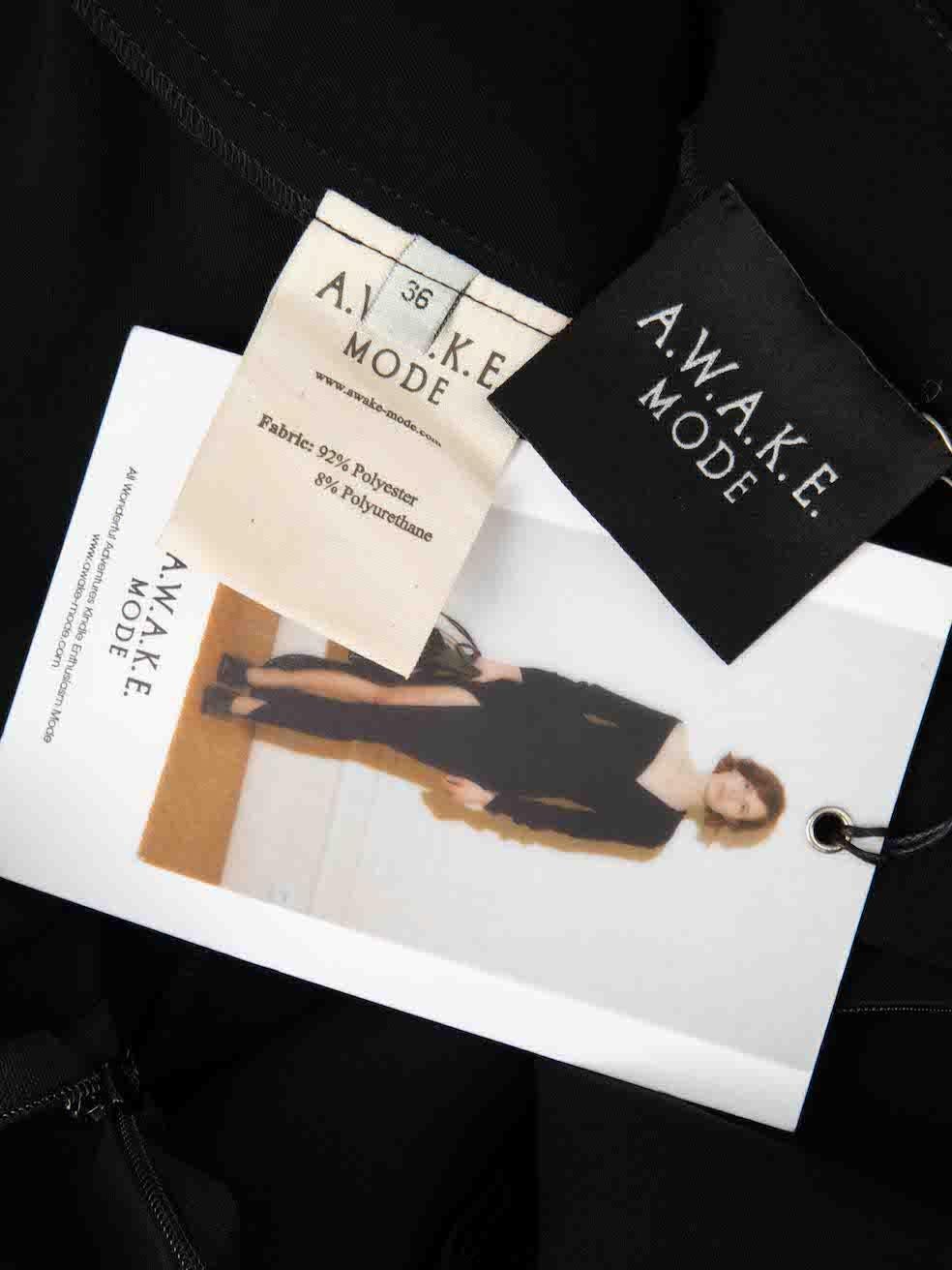 Women's A.W.A.K.E. MODE Black Asymmetric Ruched Sleeve Dress Size S For Sale