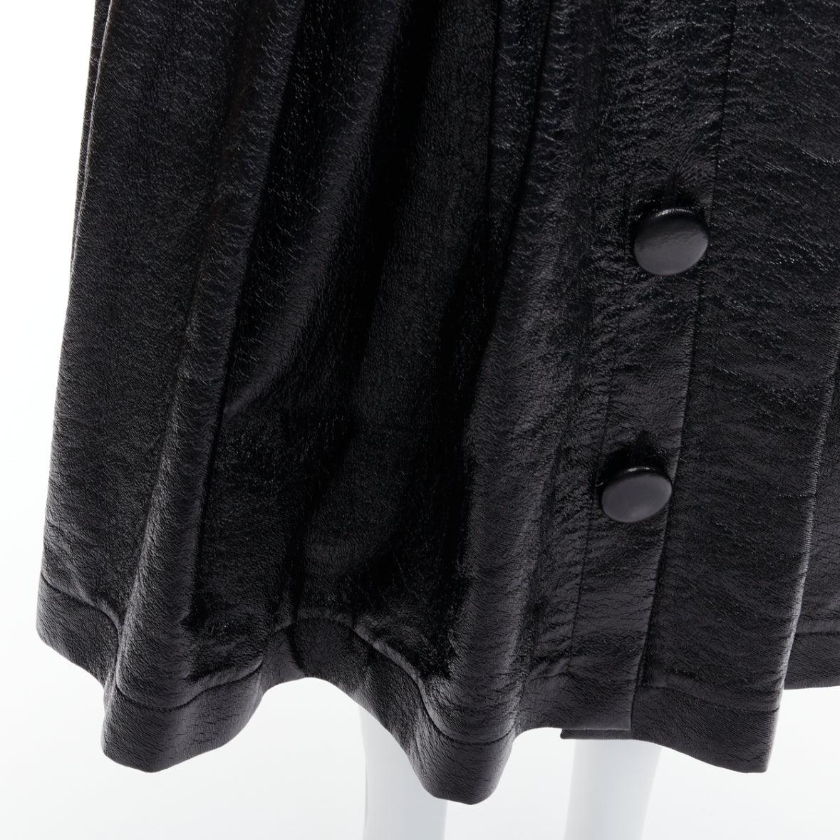 AWAKE MODE black coated cotton vegan leather belted midi skirt FR34 XS 3