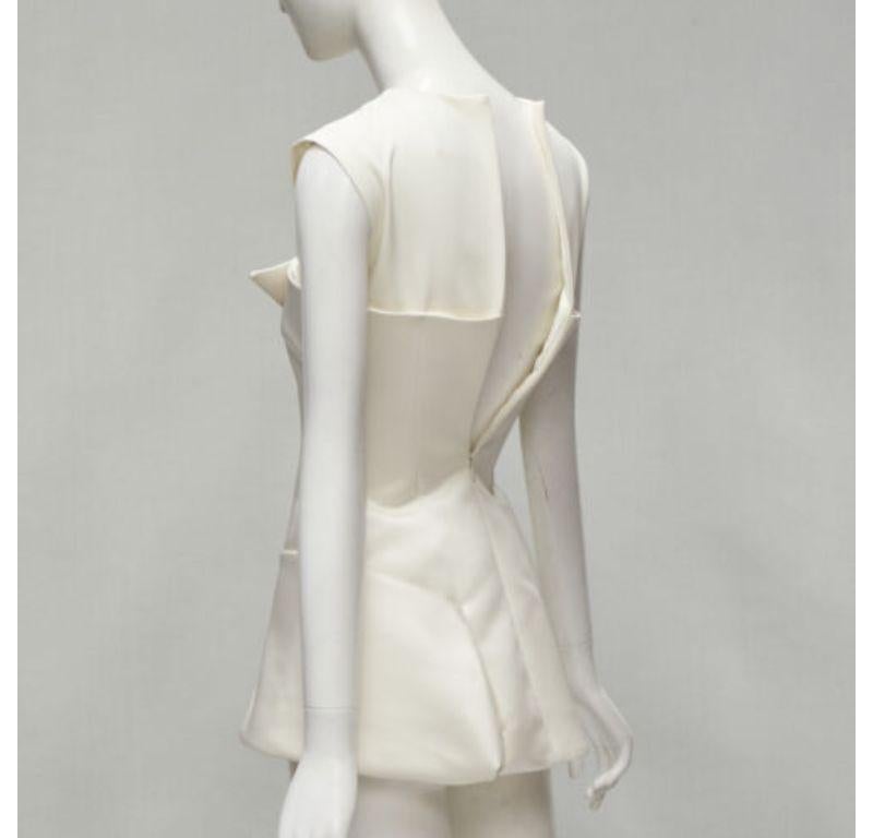 AWAKE MODE cream satin deconstructed lapel peplum corset top FR36 S For Sale 1