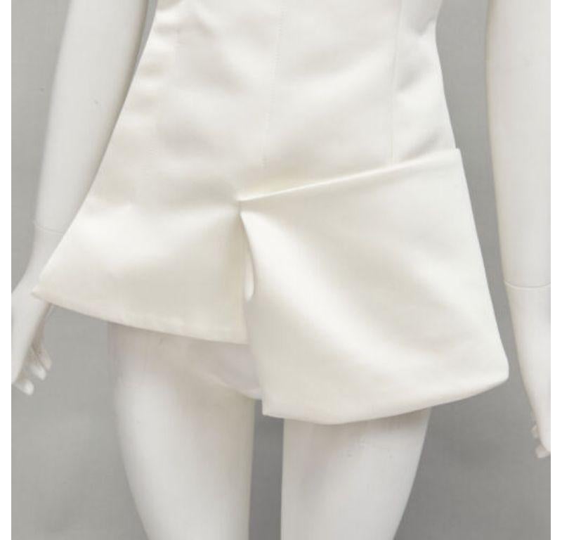 AWAKE MODE cream satin deconstructed lapel peplum corset top FR36 S For Sale 2
