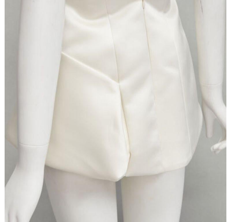 AWAKE MODE cream satin deconstructed lapel peplum corset top FR36 S For Sale 3