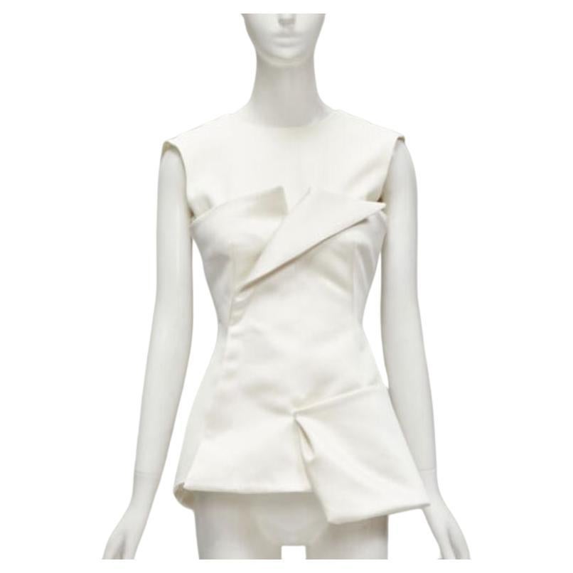 AWAKE MODE cream satin deconstructed lapel peplum corset top FR36 S For Sale