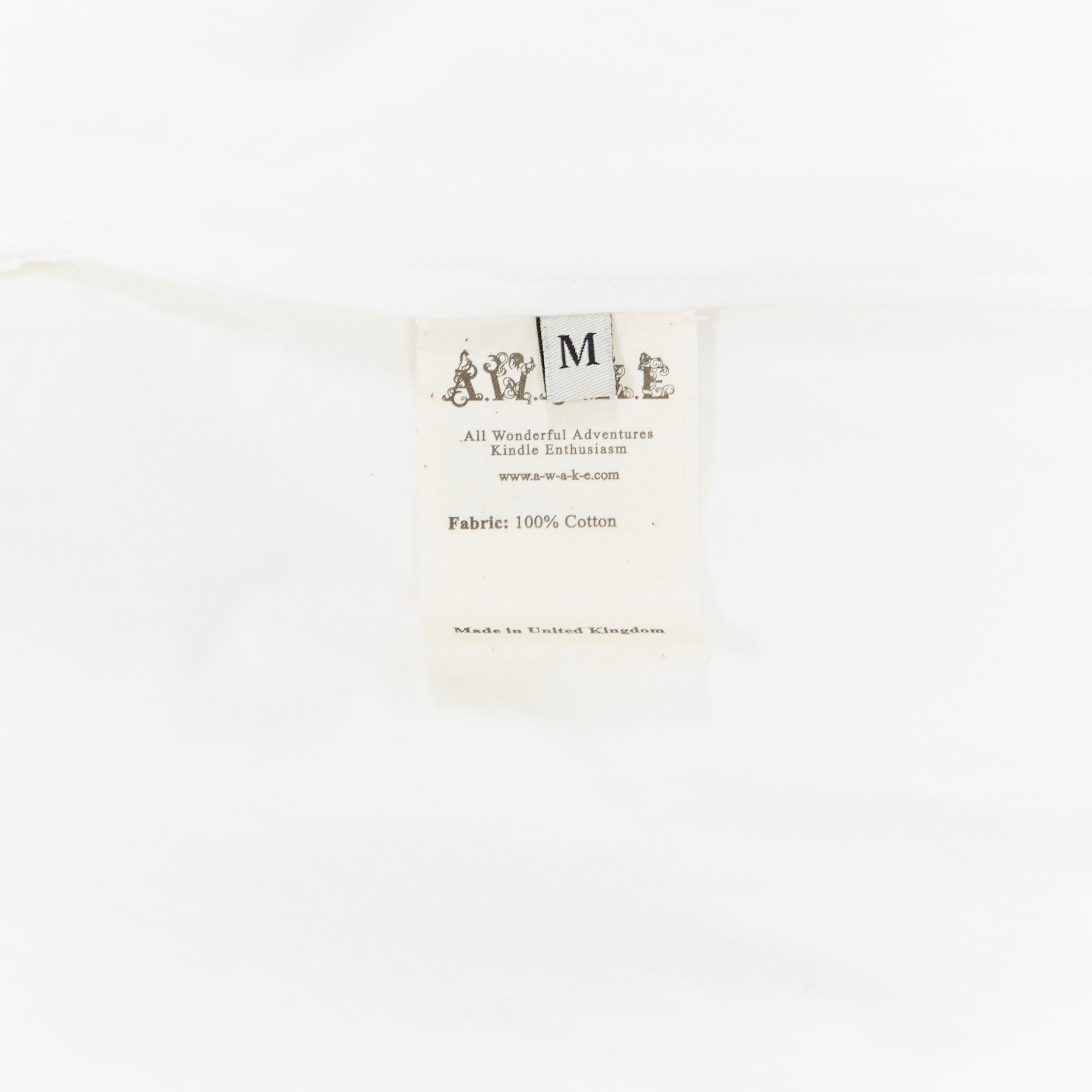 A.W.A.K.E. MODE blanco algodón kimono mangas botones delante bata larga de laboratorio M 6